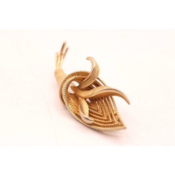 Coro Horn of Plenty Pin Brooch Cornucopia Pegasus Coll MCM Retro Gold Tone Vtg - Picture 2 of 10